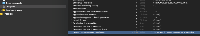 Camera Usage Description
