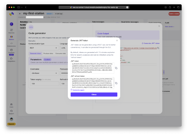 Generating a token